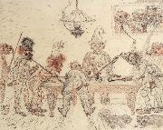 James Ensor Drunken Men Playing Billiards oil on canvas